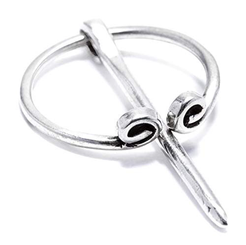 Windalf Mittelalter Fibel SIMA Ø 1.8 cm Schmuck-Brosche mit Langer Nadel Vintage Bohemia Tuchnadel 925 Sterlingsilber von Windalf