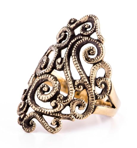 Windalf Mittelalter Ring MELIÁ 26 mm Mittelalter-Schmuck Spiralmuster Bronze (Bronze, 58 (18.5)) von Windalf