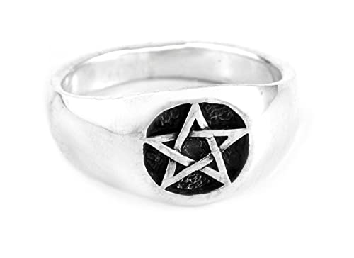 Windalf Pagan Siegelring NARICA 9 mm Wunsch Pentagramm Schutzring 925 Sterlingsilber (Silber, 54 (17.2)) von Windalf