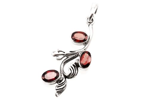 Windalf Schmuck Anhänger SYONA 4 cm Rotes Feuer Granatsteine 925 Sterlingsilber von Windalf