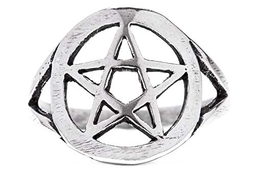 Windalf Schutz Ring PENTAS h: 1.4 cm Pentagramm Schmuck Antik 925 Sterlingsilber (Silber, 58 (18.5)) von Windalf