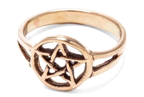 Windalf Schutz- & Wunsch Ring TORA 10 mm Kleines Pentagramm Bronze (Bronze, 54 (17)) von Windalf