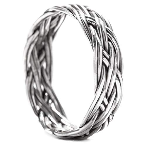 Windalf Viking Ring LOREDANE h: 0.5 cm Pagan Flechtmuster Antik Hochwertiges Silber (Silber, 52 (16.6)) von Windalf