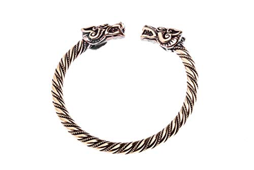 Wikinger Damen Bronze Armreif DRACON 5.7 cm gekordelter Drachen Armschmuck Handgeschmiedet von Windalf