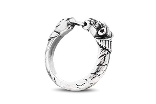 Windalf Wikinger Partner Ring RAGDAL 7 mm Schutzring Freundschaftsring Celtic-Hundeköpfe 925 Sterlingsilber (Silber, 64 (20.4)) von Windalf