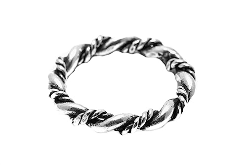 Windalf Wikinger Ring DHARA 4 mm Geflochtener Ring Handgeschmiedet 925 Sterlingsilber (Sterlingsilber, 60 (19)) von Windalf