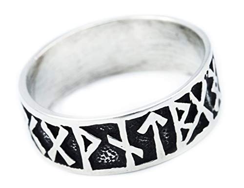 Windalf Wikinger Ring FUTHARK h: 0.9 cm Runen 925 Sterlingsilber (Silber, 74 (23.6)) von Windalf