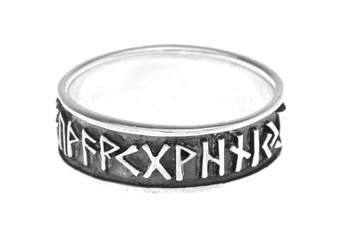 Windalf Wikinger Ring RUNA 6 mm Runen Glücks- & Freundschaftsring Nordischer Schmuck 925 Sterlingsilber (Silber, 58 (18.5)) von Windalf