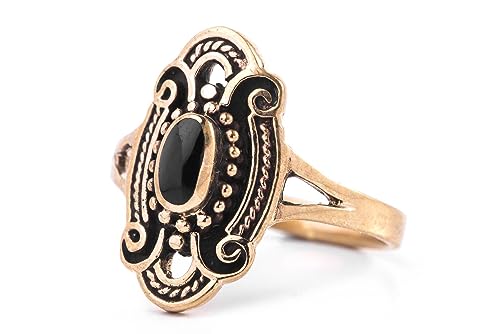 Windalf Wikinger Ring TANIA 17 mm Onyx Wikingerkunst Onyx Bronze (Bronze, 58 (18.5)) von Windalf