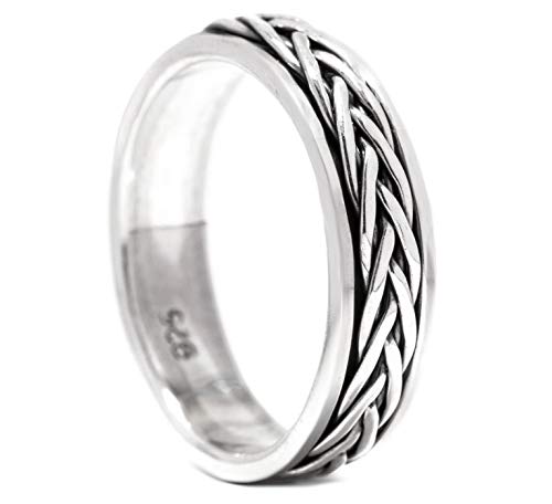 Windalf Wikinger Ring WIRA h: 0.5 cm Flechtmuster Drehring Hochwertiges Silber (Silber, 68 (21.6)) von Windalf