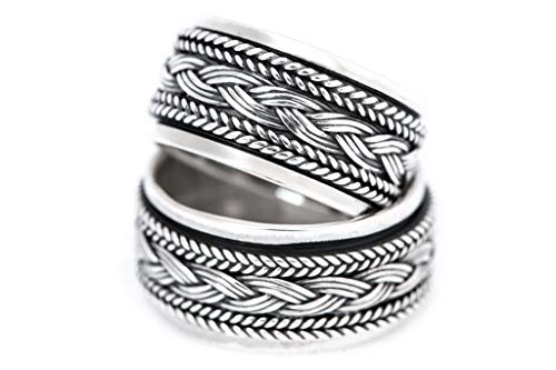 Windalf Wikinger Ring WYKIN h: 1 cm Drehring mit Wikingerknoten Handgeschmiedet Hochwertiges Silber (Silber, 66 (21.0)) von Windalf