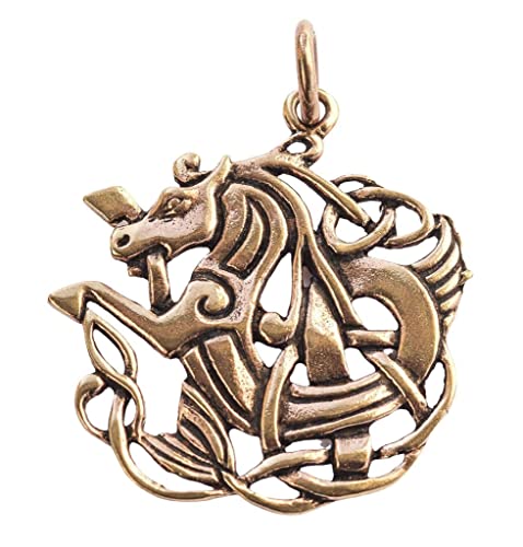 Windalf Wikinger Schmuck-Anhänger GULLTOPPR 4.5 cm Heimdall Pferd als Amulett Bronze von Windalf