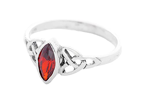 Windalf Zarter Damen Ring RIGANI 9 mm Keltischer Liebesknoten Roter Kristall 925 Sterlingsilber (Silber, 48 (15.3)) von Windalf