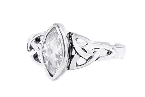 Windalf Zarter Damen Ring RIGANI 9 mm Keltischer Liebesknoten Weißer Kristall Midi-Ring 925 Sterlingsilber (Silber, 60 (19.1)) von Windalf