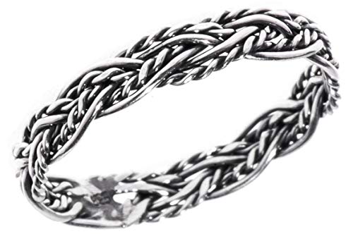 Windalf Zarter Wikingerring RICARA h: 0.3 cm Zopf-Muster Damenring Hochwertiges Silber (Silber, 64 (20.4)) von Windalf