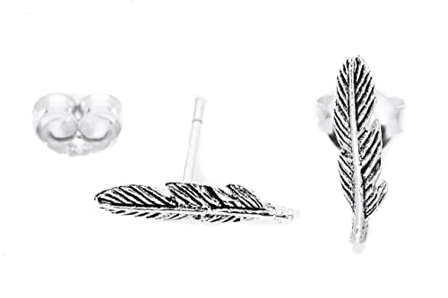 Zarte Ohrstecker KIANA 12 mm Feder Ohrringe Glücksfeder Federschmuck 925 Sterlingsilber von Windalf