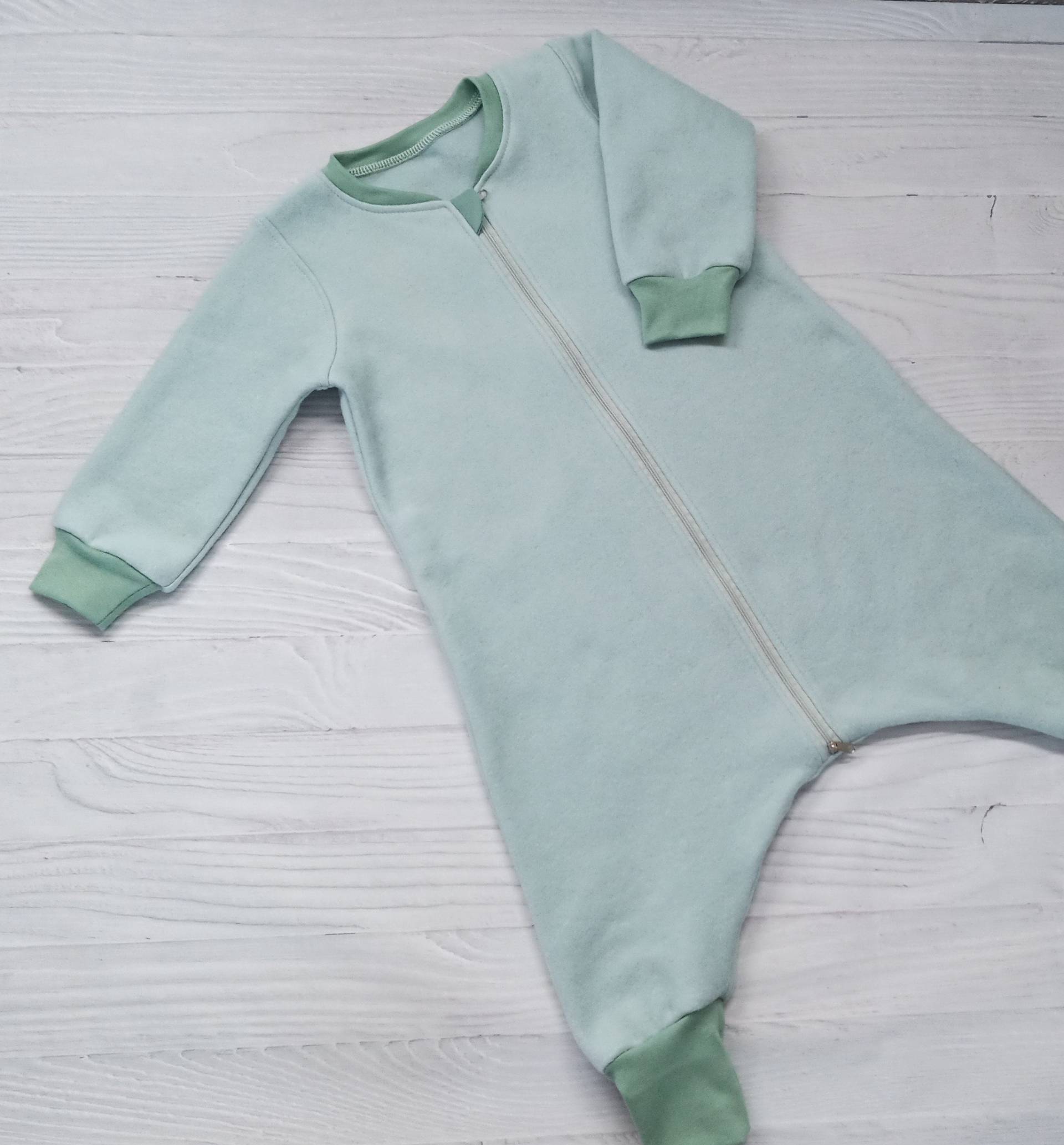 Babysack Mit Beinen-Eisblau/Herbst/Winterkuschelsack Baby/Baumwollfleece Baby/Baby Overall Winter von WindelfreiShop