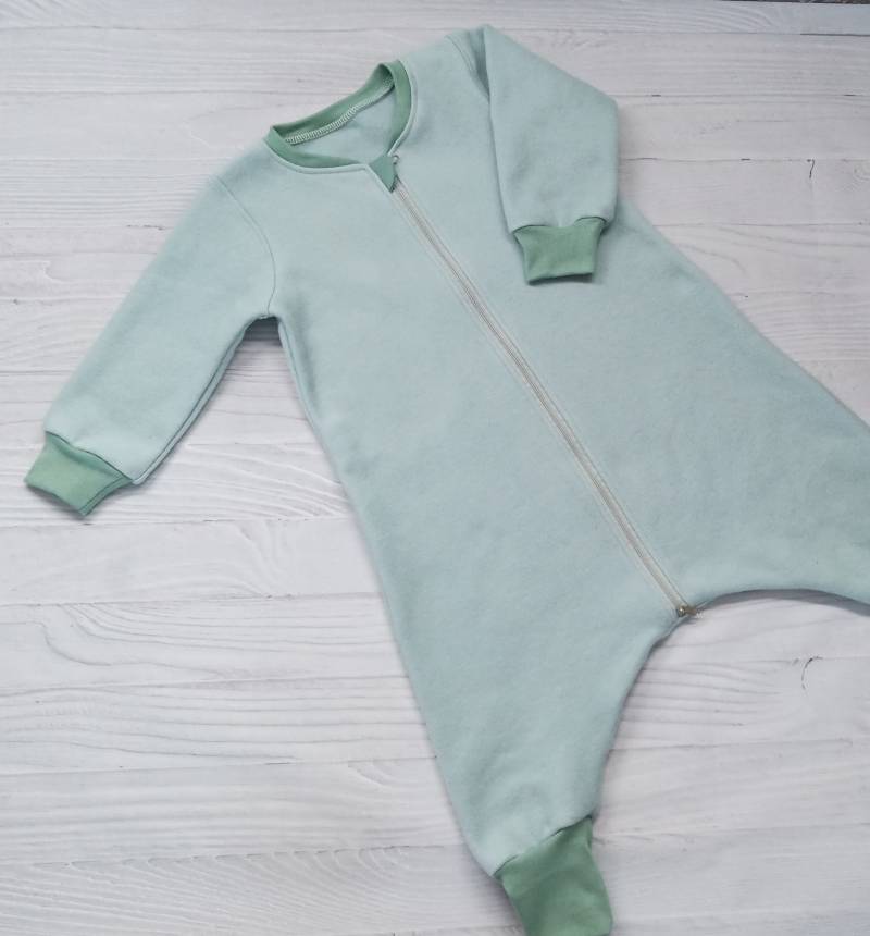 Babysack Mit Beinen-Eisblau/Herbst/Winterkuschelsack Baby/Baumwollfleece Baby/Baby Overall Winter von WindelfreiShop
