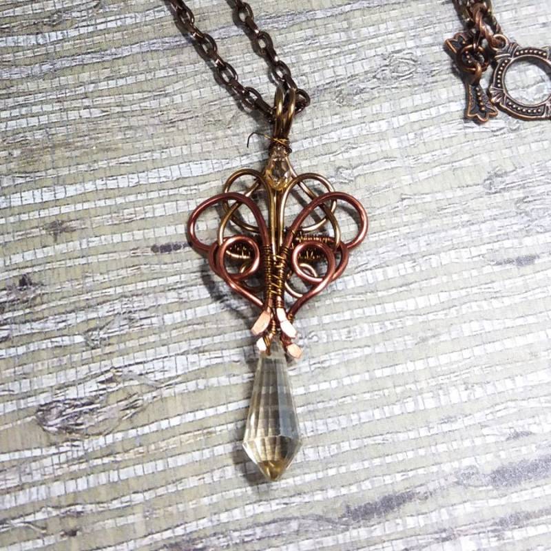 Draht Gewebt Citrin Kristall-Punkt-Anhänger Mit Swarovski Akzent Draht Gewebt Citrin Kristall-Punkt-Anhänger Mit Swarovski Akzent von WinderWiredKnot