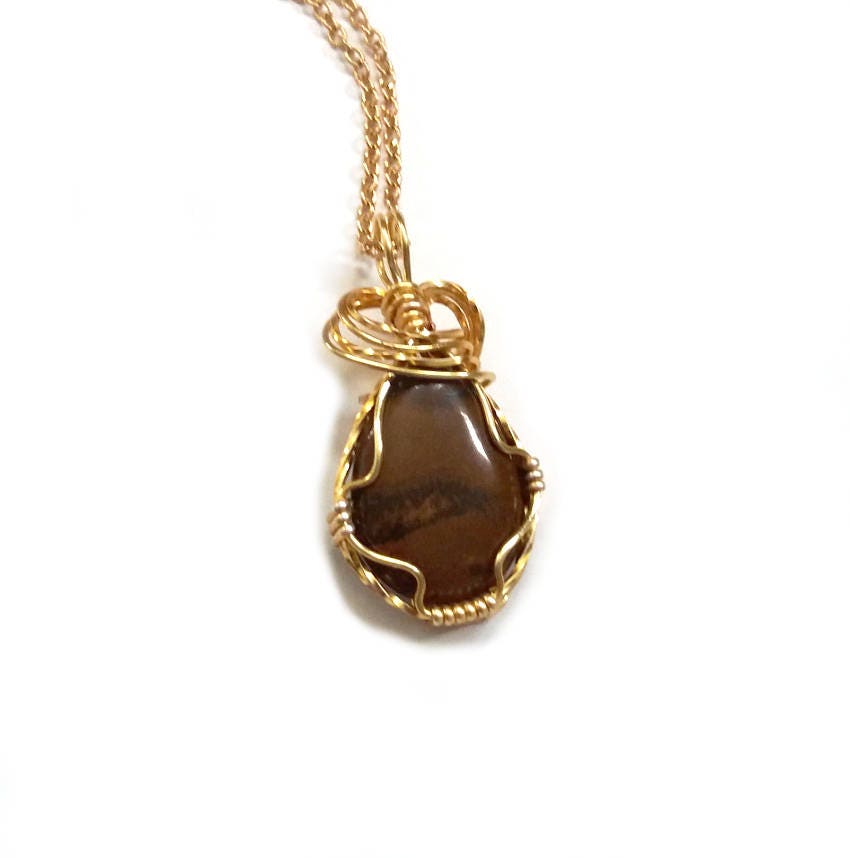 Draht Gewickelt Holz Jaspis Teardrop Anhänger - Schönes Tiefes Braun Poliert Jasper Draht Gewickelt Holz Jaspis Teardrop Anhänger - Schönes Tiefes Braun Poliert Jasper von WinderWiredKnot