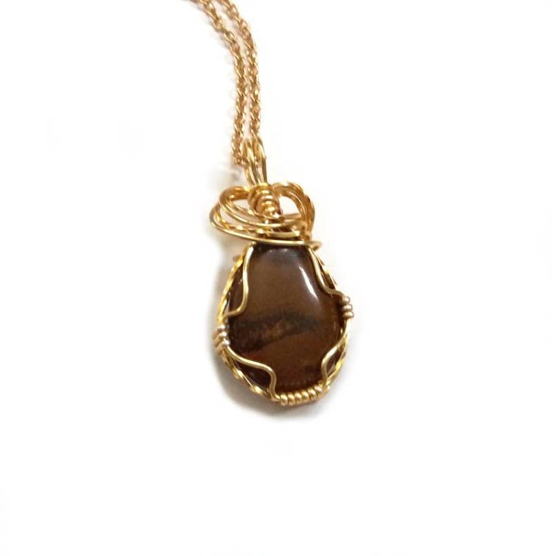 Draht Gewickelt Holz Jaspis Teardrop Anhänger - Schönes Tiefes Braun Poliert Jasper Draht Gewickelt Holz Jaspis Teardrop Anhänger - Schönes Tiefes Braun Poliert Jasper von WinderWiredKnot