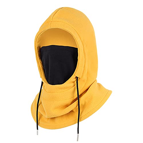 Sturmhaube Winter Gesichtsmaske Herren Damen, Kapuzenschal Halswärmer Augenschützer Fleece Mütze Schal Maske, Vollgesichtsmaske mit Halsmaske Skimaske für Motorräder, Winter Sport - Gelb von Windfromort