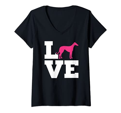 Damen Windhund Liebe T-Shirt mit V-Ausschnitt von Windhund Geschenke
