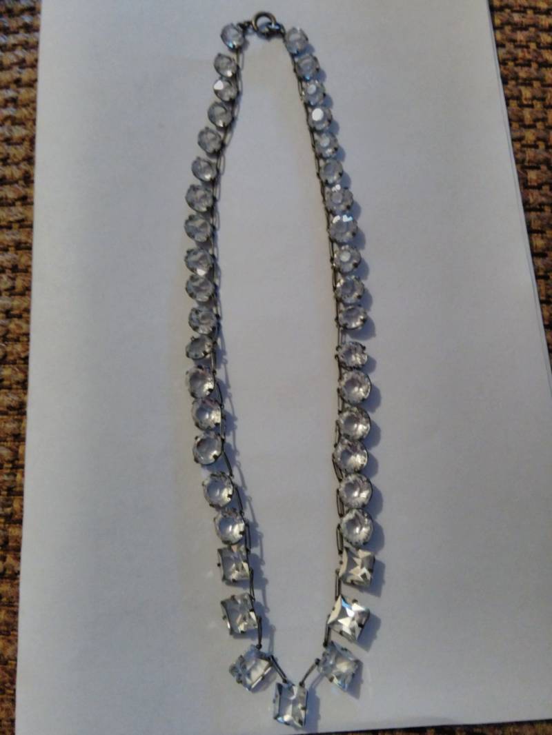 Funkelnde Antike Art-Deco Sterling Crystal 16" Kette Funkelnde Antike Art-Deco Sterling Crystal 16" Kette von WindowShoppingAtHome