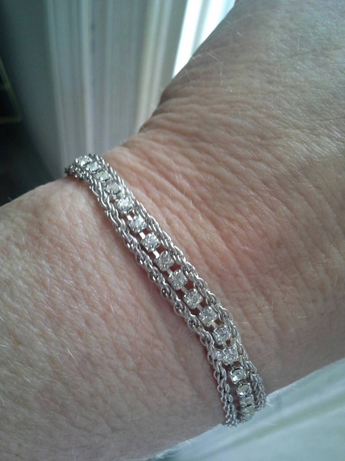 Schöne Art-Deco-Korea Sterling Kristall 7" Kette Armband Schöne Art-Deco-Korea Sterling Kristall 7" Kette Armband von WindowShoppingAtHome