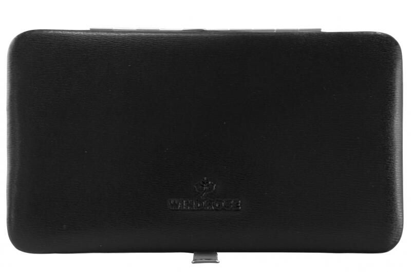 Windrose - Windrose Ambiance Manicure mit 2 Scheren 1 Zange echt Leder schwarz Schwarz von Windrose