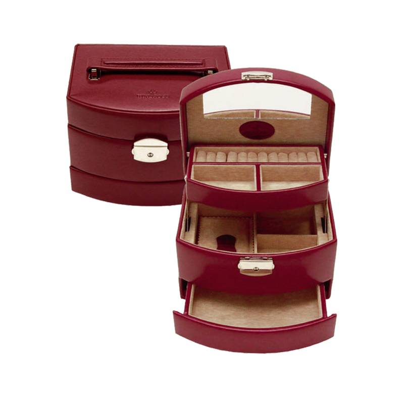 Windrose - Windrose Automatik-Schmuckkoffer Merino rot von Windrose