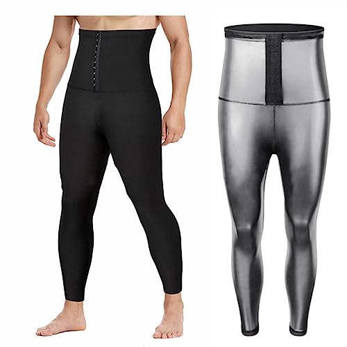 Schwitzhose zum Abnehmen Sauna Hose Herrn Hot Thermo Sweat Jogginghose Schwitz Leggings High Waist Sporthose Schweiß Schwitzanzug Shape Laufhose Sportleggins (Silver, XL) von Windsfinr