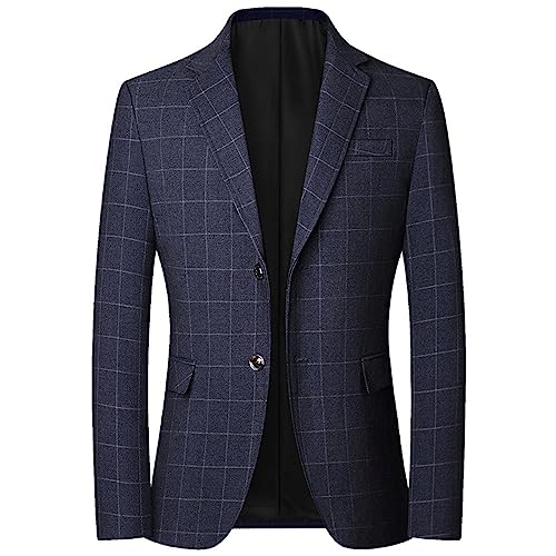 Windsfinr Herren Karo-Blazer Classic Fit Kariert Lässige Sakko-Jacke Eleganter Knopf Business-Blazer Sakko Revers Einreiher Anzugjacken Anzugjacke von Windsfinr