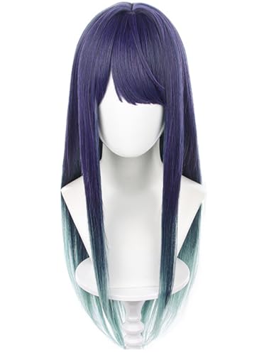 Windskids Akane Kurokawa Cosplay Perücken Damen 70 CM Lange Violett und Schwarz Grün Ombre Ombre Glatthaar Pony Kostümperücke Verkleidung Oshi no ko Akane Kurokawa Halloween Karneval Party Anime Wig von Windskids