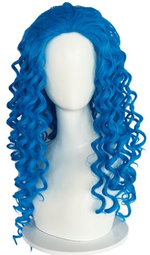 Windskids Chloe Cosplay Perücken Damen Verkleidung Nachkommen Chloe Blau Lang Wellen Locken Anime Wig für Halloween Karneval Party Performance Kostüm Zubehör Perücke von Windskids