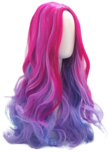 Windskids Damen Cosplay Audrey Perücken Rosa Lange Gewellte Locken Wig für Halloween Karneval Party Maskerade Anime Performance Verkleidung Kostüm Zubehör Perücke von Windskids