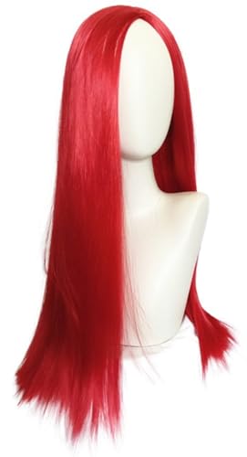 Windskids Damen Cosplay Sally Perücken Rot Lang Mittelscheitel Glattes Haar für Halloween Karneval Party Maskerade Anime Performance Verkleidung Kostüm Zubehör Perücke von Windskids