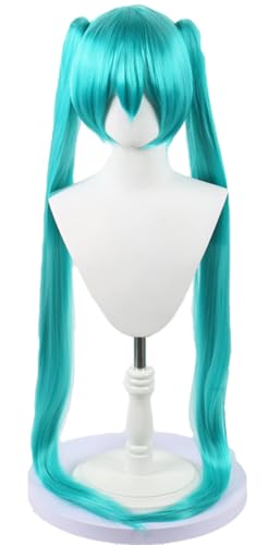 Windskids Hatsune Miku Cosplay Perücken Damen Blau 110cm Lange Gerade mit Schachtelhalm Pony Perücke Verkleidung Hatsune Miku Mesmerizer Halloween Karneval Party Performance Anime Wig von Windskids