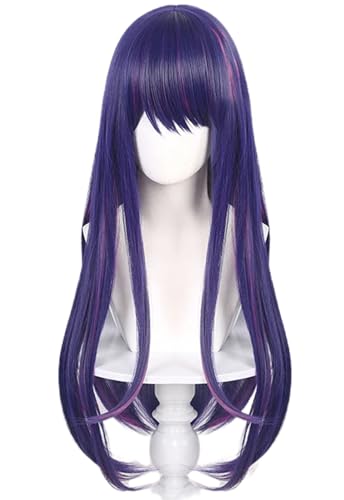 Windskids Hoshino Ai Cosplay Perücken Damen 70 CM Lange Blau und Violett Ombre Glatthaar Pony Kostümperücke Verkleidung Oshi no ko Hoshino Ai Halloween Karneval Party Maskerade Anime Wig von Windskids