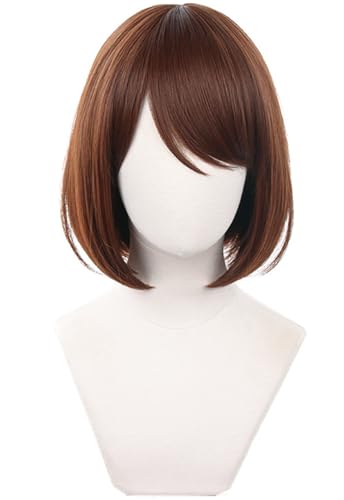 Windskids Ieiri Shoko Cosplay Perücken Damen Dunkelbraun Kurze Schulterlange Glatte Haare Pony Kostümperücke Verkleidung Jujutsu Kaisen Ieiri Shoko Halloween Karneval Party Maskerade Anime Bob Wig von Windskids