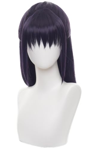 Windskids Iroi Utahime Cosplay Perücken Damen 60CM Dunkelviolett Lange Glatte Haare Pony Kostümperücke Verkleidung Jujutsu Kaisen Iroi Utahime Halloween Karneval Party Maskerade Anime Wig von Windskids