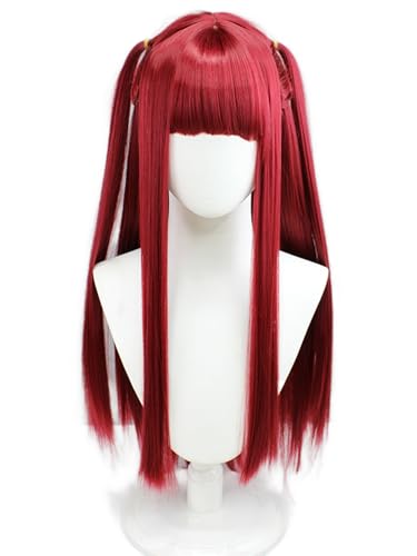 Windskids Kitagawa Marin Cosplay Perücken Damen Burgunderrot 75 CM Lange Gerade Pony Kostümperücke Verkleidung My Dress-Up Darling Kitagawa Succubi Halloween Karneval Party Maskerade Anime Wig von Windskids