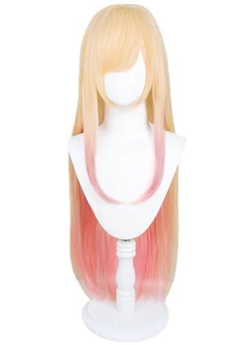 Windskids Kitagawa Marin Cosplay Perücken Damen Gemischt Lange Glatte Haare Pony Kostümperücke Verkleidung My Dress-Up Darling Kitagawa Marin Halloween Karneval Party Maskerade Anime Wig von Windskids