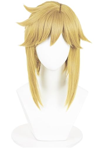 Windskids Link Cosplay Perücken Herren Gelb Pony Kostümperücke Verkleidung Game Zelda Legende Link Halloween Karneval Party Maskerade Anime Wig von Windskids