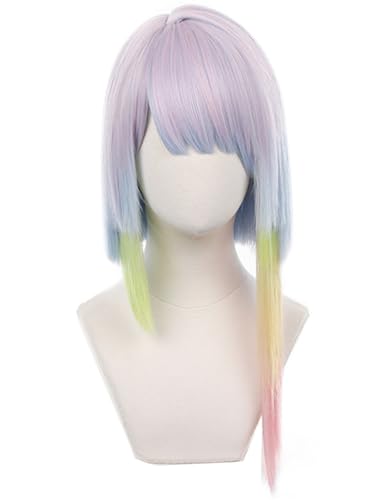 Windskids Lucyna Cosplay Perücken Damen 55 CM Regenbogen Farbverlauf Schulterlang Glatthaar Pony Kostümperücke Verkleidung Cyberpunk Lucyna Kushinada Halloween Karneval Party Maskerade Anime Wig von Windskids