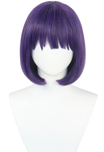 Windskids Marin Kitagawa Cosplay Perücken Damen Lila Kurze Gerade Pony Kostümperücke Verkleidung My Dress-Up Darling Kitagawa Marin Maid Bisk Doll Halloween Karneval Party Maskerade Anime Bob Wig von Windskids