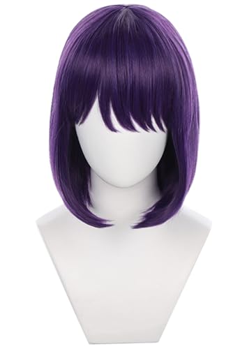 Windskids Marin Kitagawa Cosplay Perücken Damen Lila Kurze Glatte Haare Pony Kostümperücke Verkleidung My Dress-Up Darling Kitagawa Marin Maid Bisk Doll Halloween Karneval Party Maskerade Anime Wig von Windskids