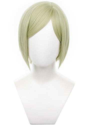 Windskids Nanami Kento Cosplay Perücken Herren Kurze Gelblich Grün Schulterlange Kostümperücke Verkleidung Jujutsu Kaisen Nanami Kento Halloween Karneval Party Maskerade Anime Wig von Windskids