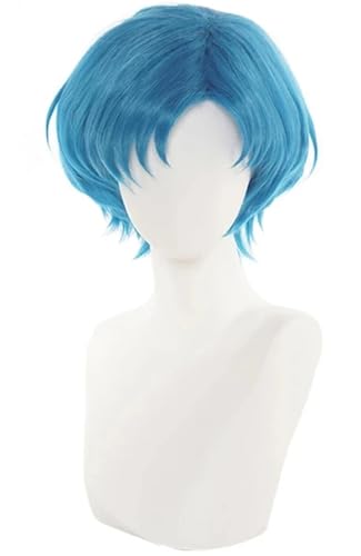 Windskids Sailor Mercury Cosplay Perücken Damen Blau Kurze Perücke Verkleidung Sailor Moon Sailor Mercury Mizuno Ami Halloween Karneval Party Performance Kostüm Zubehör Anime Wig von Windskids