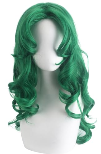 Windskids Sailor Neptune Cosplay Perücken Damen Grün Lange Lockige Flauschige Wellen Locken Perücke Verkleidung Sailor Moon Kaiou Michiru Halloween Karneval Party Performance Kostüm Zubehör Anime Wig von Windskids